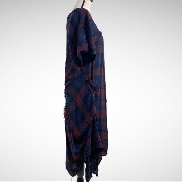 McQ Alexander McQueen Plaid Asymmetric Dress with Raw Hem - Picture 5 of 13